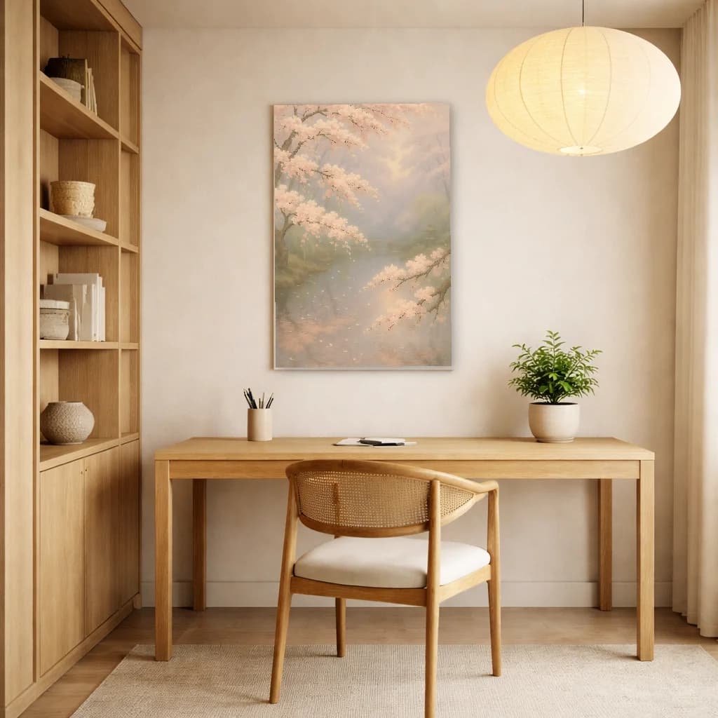 Cherry Blossom - Sakura Stream - Japanese Wall Art - Room Scene 2