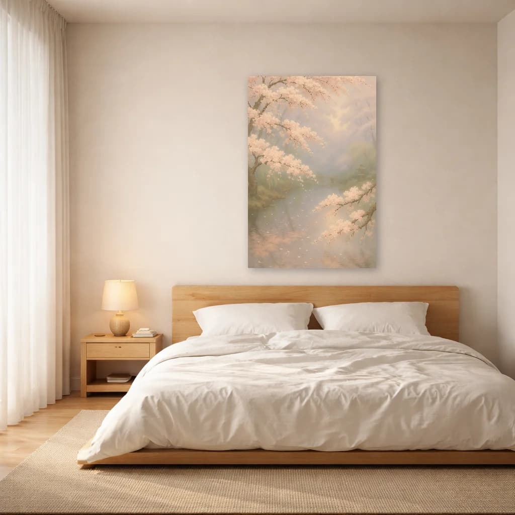 Cherry Blossom - Sakura Stream - Japanese Wall Art - Room Scene 3