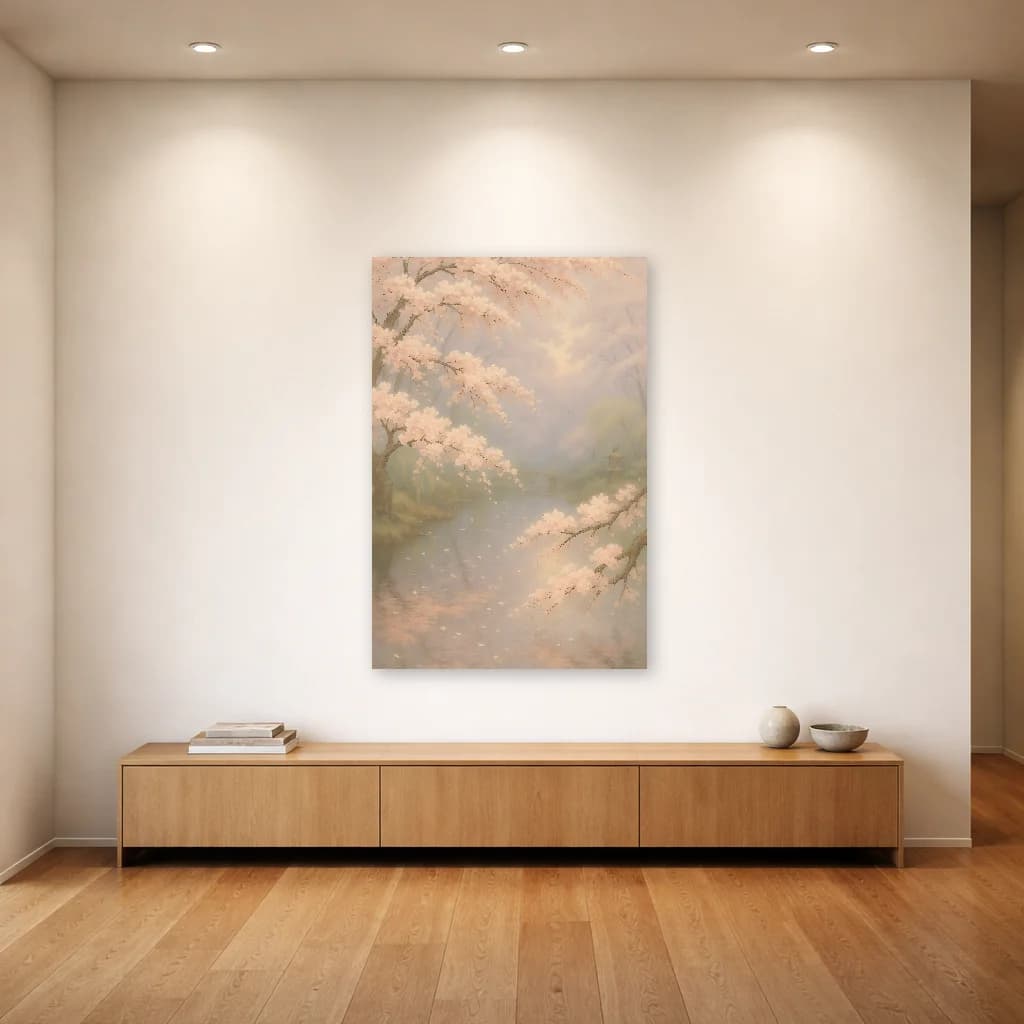 Cherry Blossom - Sakura Stream - Japanese Wall Art - Room Scene 4