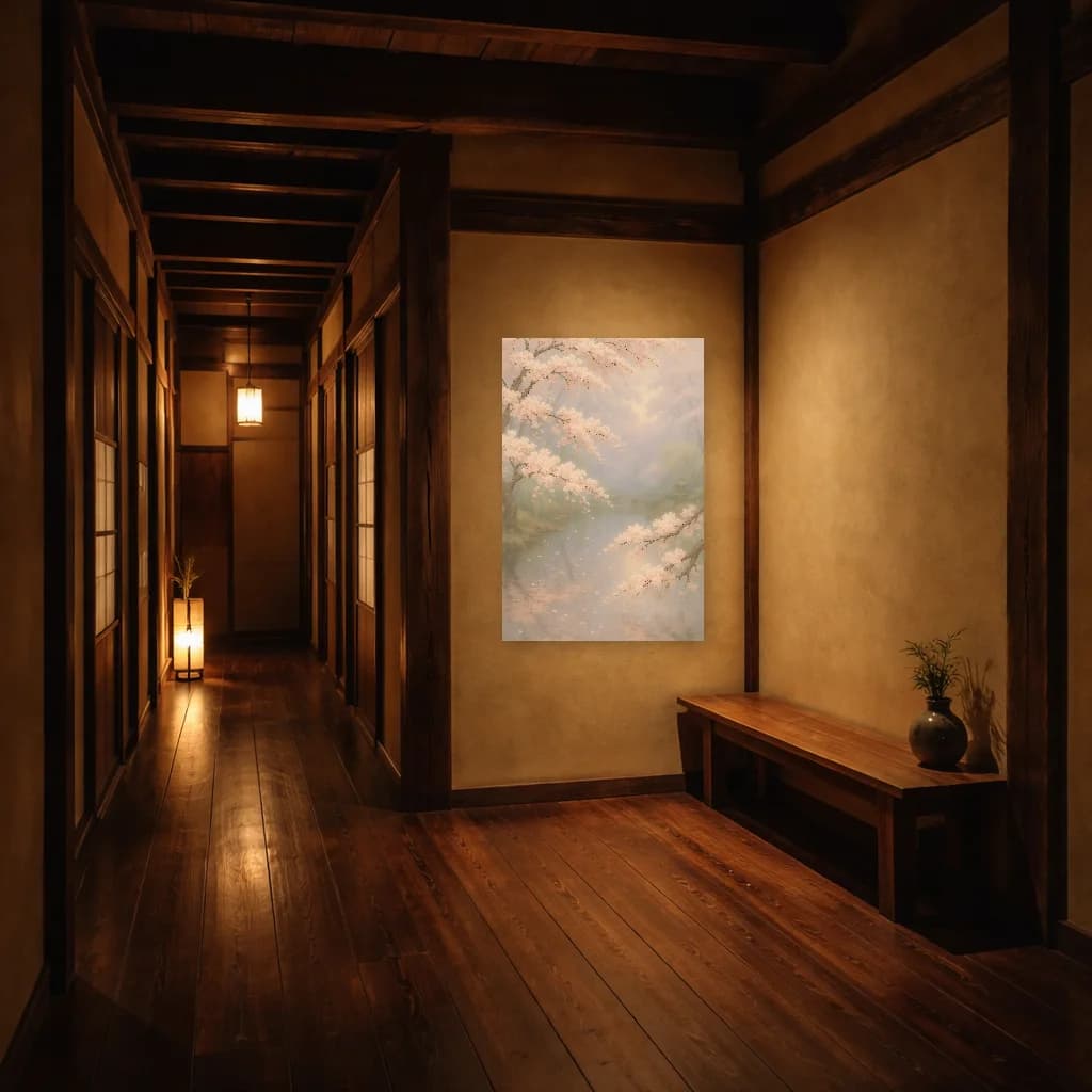Cherry Blossom - Sakura Stream - Japanese Wall Art - Room Scene 5