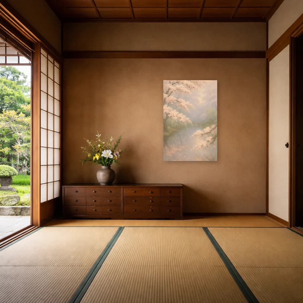 Cherry Blossom - Sakura Stream - Japanese Wall Art - Room Scene 6