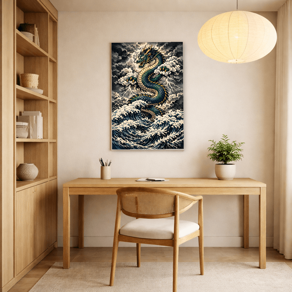 Dragon of the Eastern Sea - Japanese Wall Art - Room Scene 2