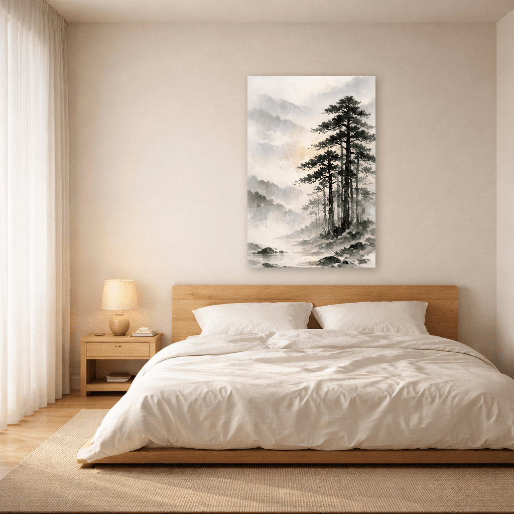 Harmony of Pines and Mist - Japanese Wall Art - Room Scene 3