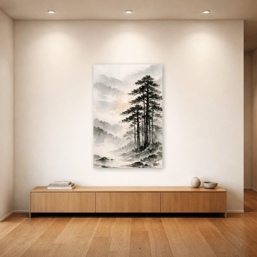 Harmony of Pines and Mist - Japanese Wall Art - Room Scene 4