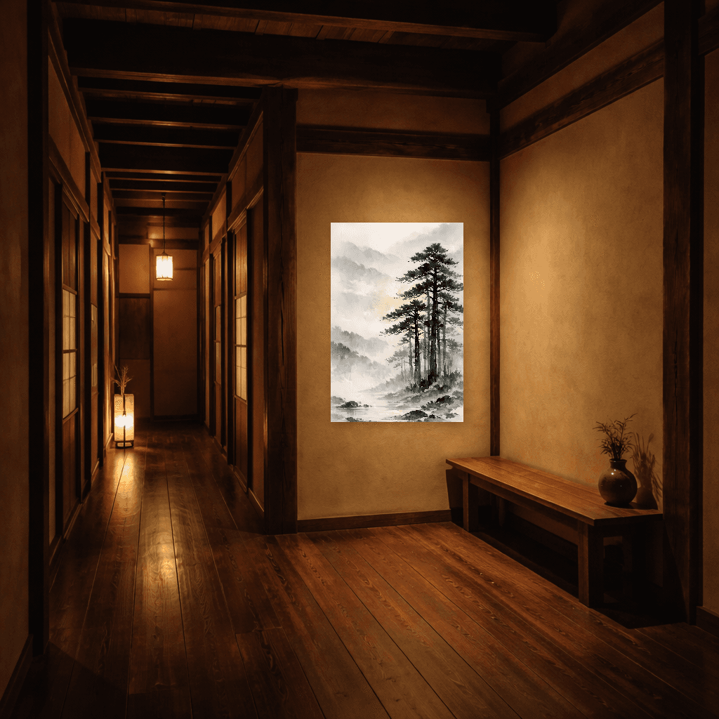 Harmony of Pines and Mist - Japanese Wall Art - Room Scene 5