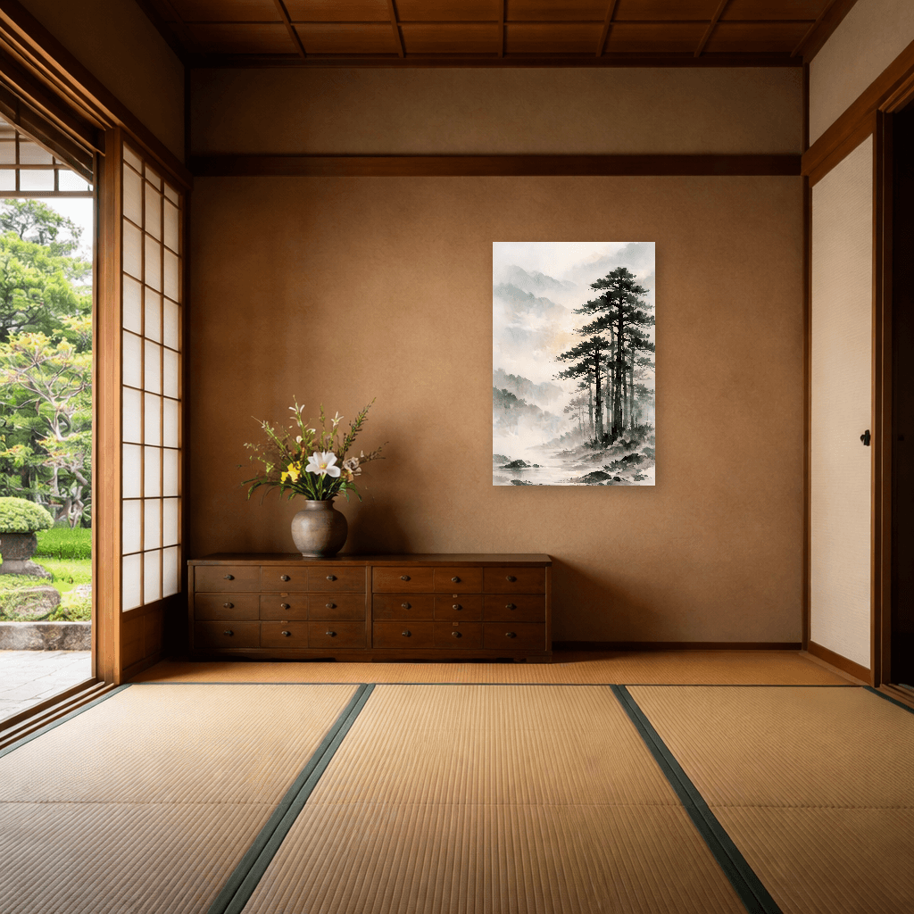 Harmony of Pines and Mist - Japanese Wall Art - Room Scene 6