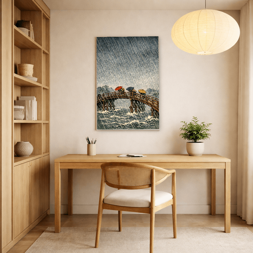 Hiroshige - Rain on the Bridge - Japanese Wall Art - Room Scene 2