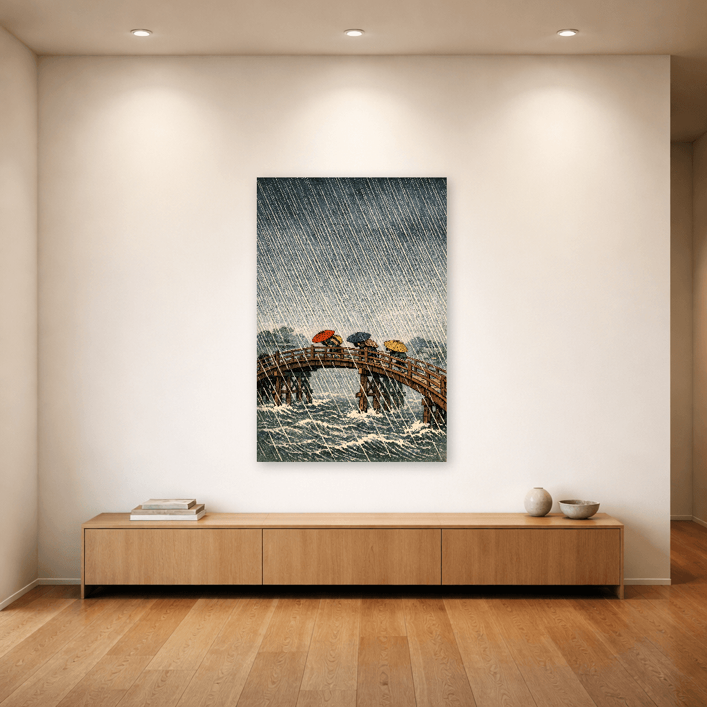 Hiroshige - Rain on the Bridge - Japanese Wall Art - Room Scene 4
