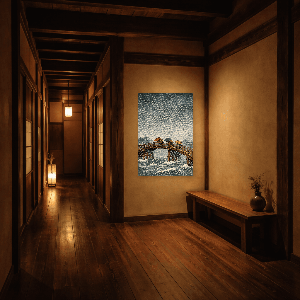 Hiroshige - Rain on the Bridge - Japanese Wall Art - Room Scene 5