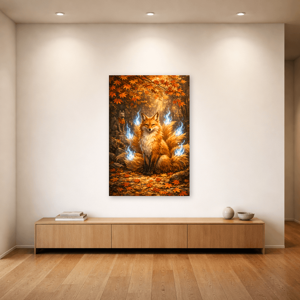 Kitsune - The Fox Spirit - Japanese Wall Art - Room Scene 4