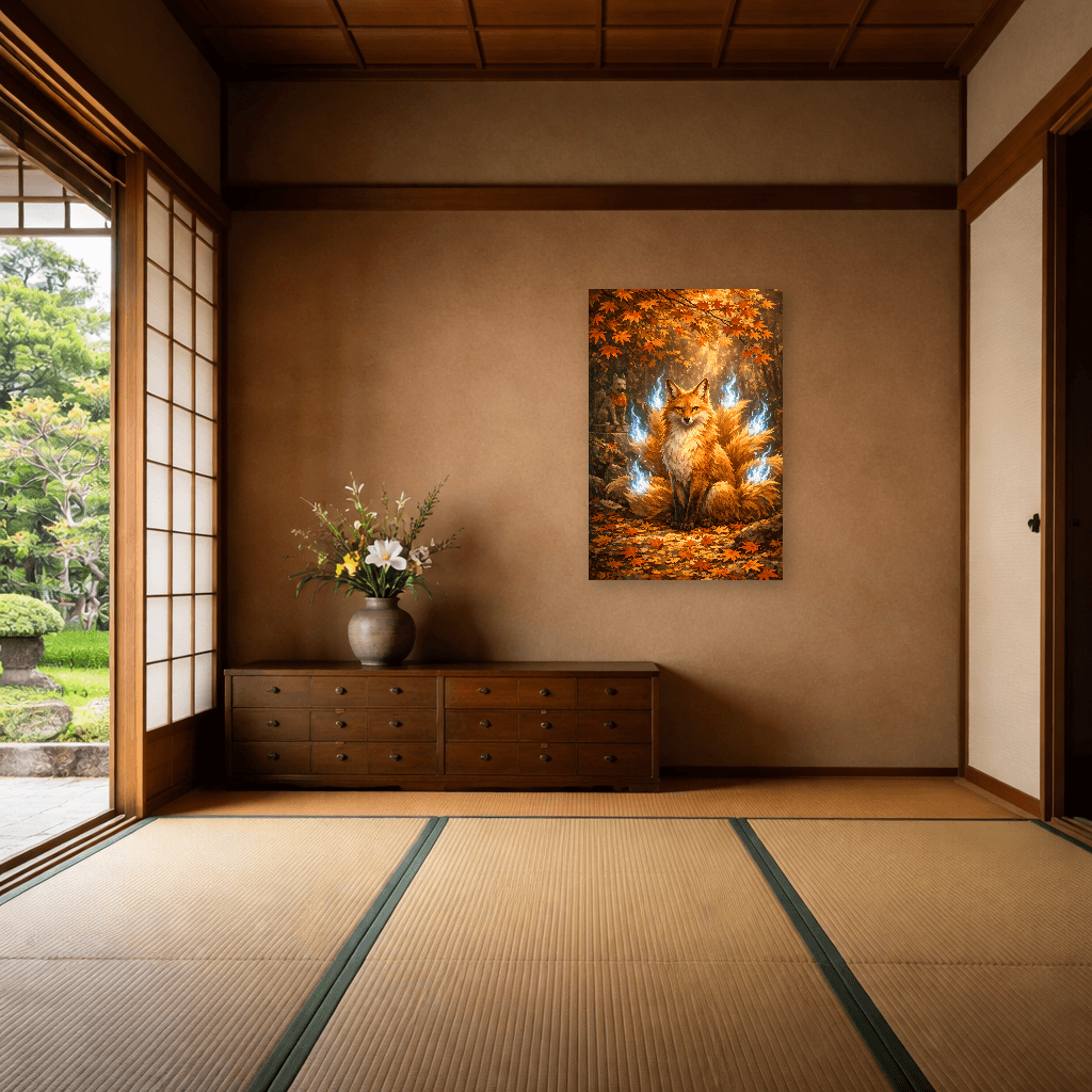 Kitsune - The Fox Spirit - Japanese Wall Art - Room Scene 6