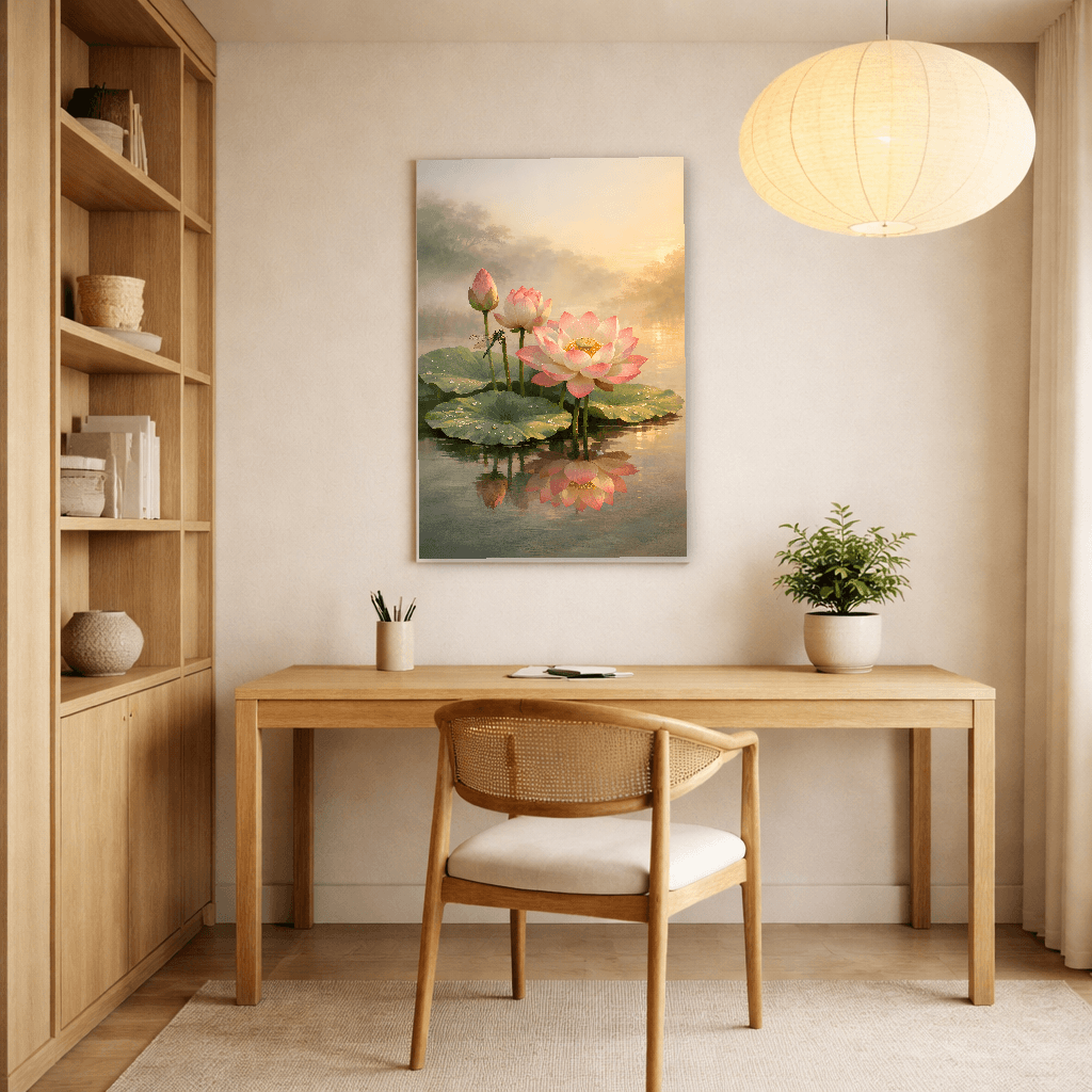 Lotus Awakening - Japanese Wall Art - Room Scene 2