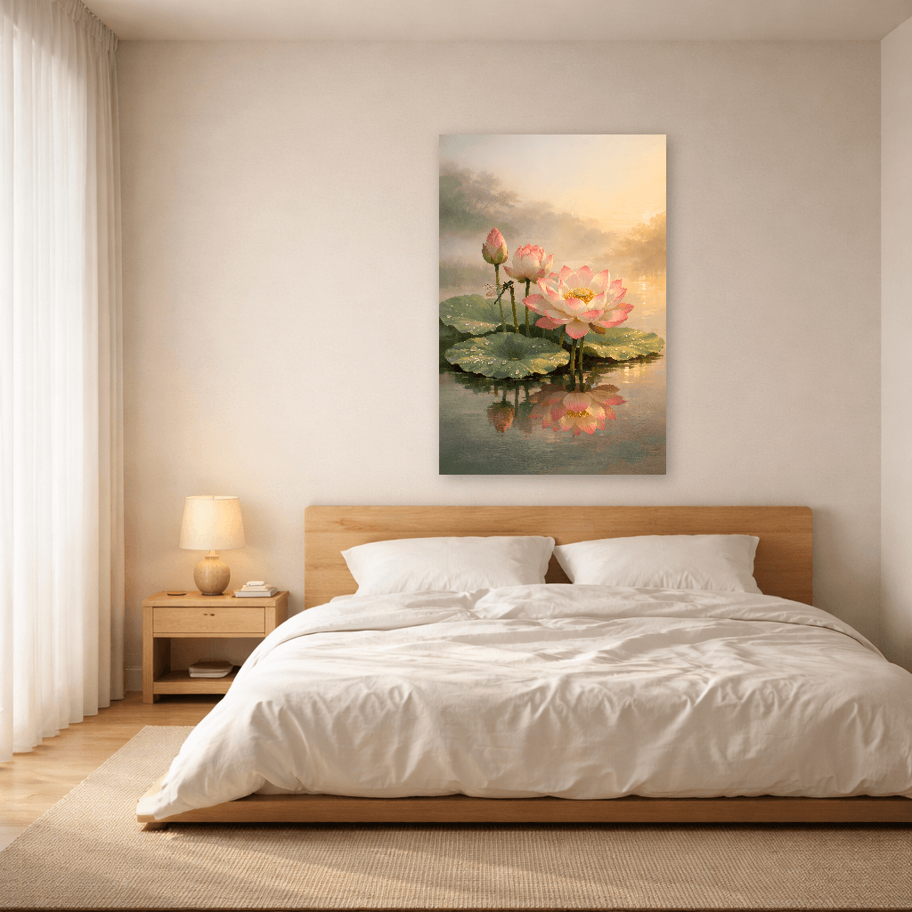 Lotus Awakening - Japanese Wall Art - Room Scene 3