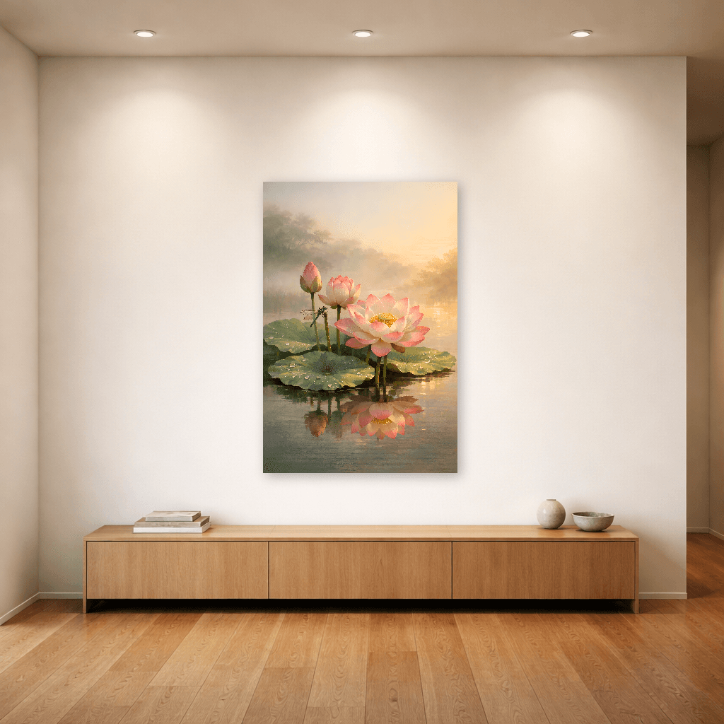 Lotus Awakening - Japanese Wall Art - Room Scene 4