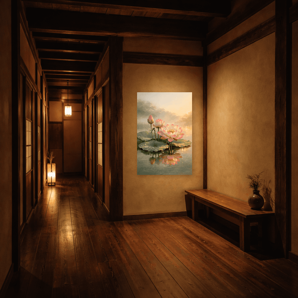 Lotus Awakening - Japanese Wall Art - Room Scene 5