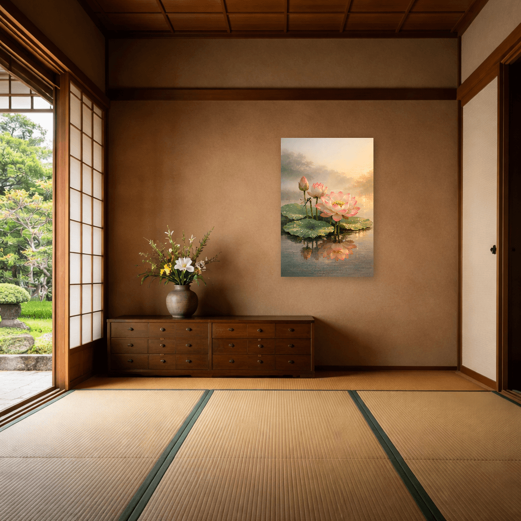 Lotus Awakening - Japanese Wall Art - Room Scene 6