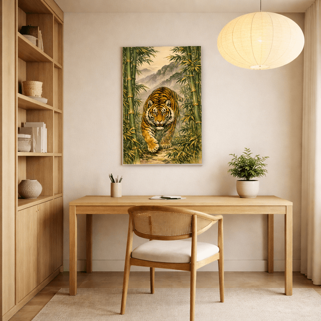 Tiger in Bamboo - Japanese Wall Art - Room Scene 2
