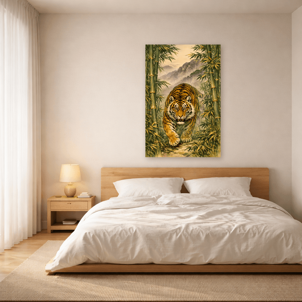Tiger in Bamboo - Japanese Wall Art - Room Scene 3