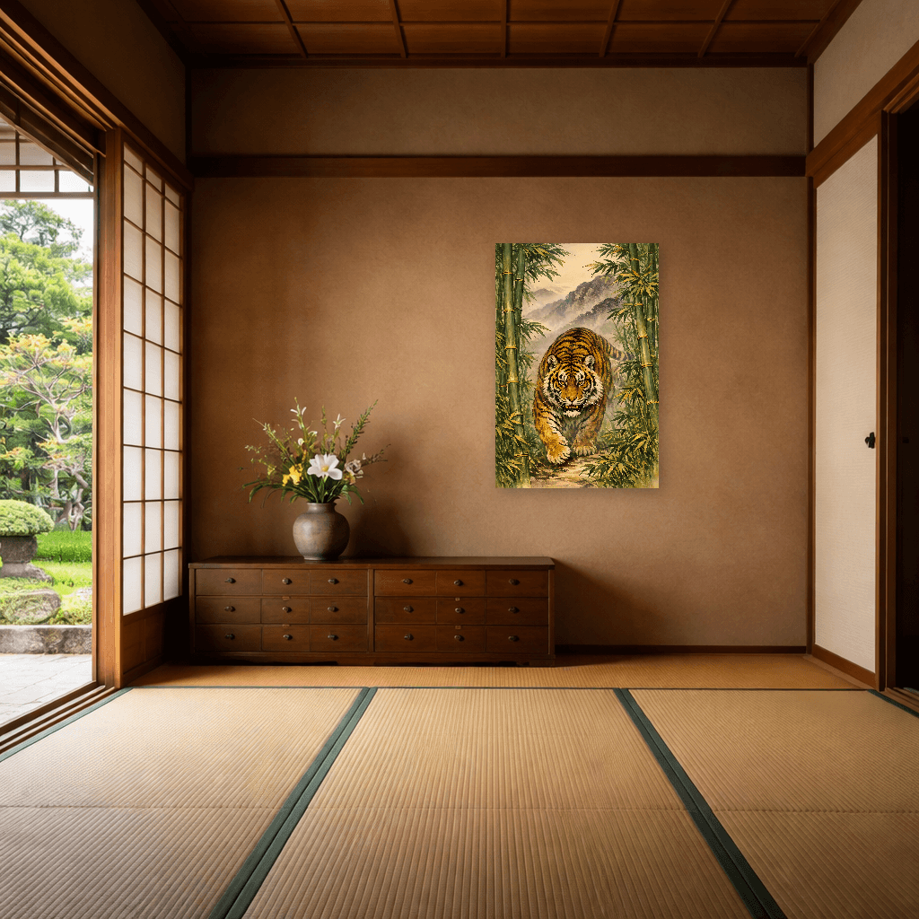 Tiger in Bamboo - Japanese Wall Art - Room Scene 6