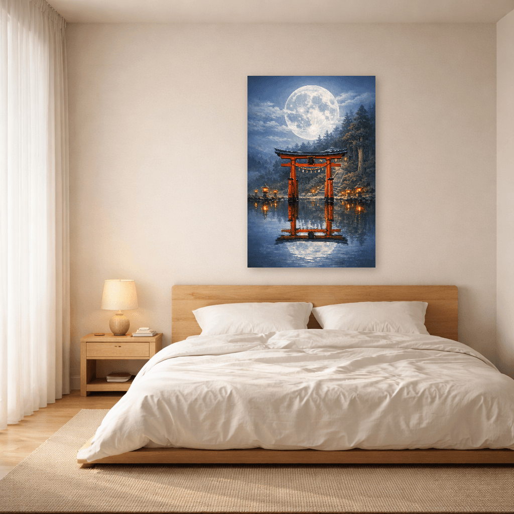 Moonlit Torii Gate - Japanese Wall Art - Room Scene 3