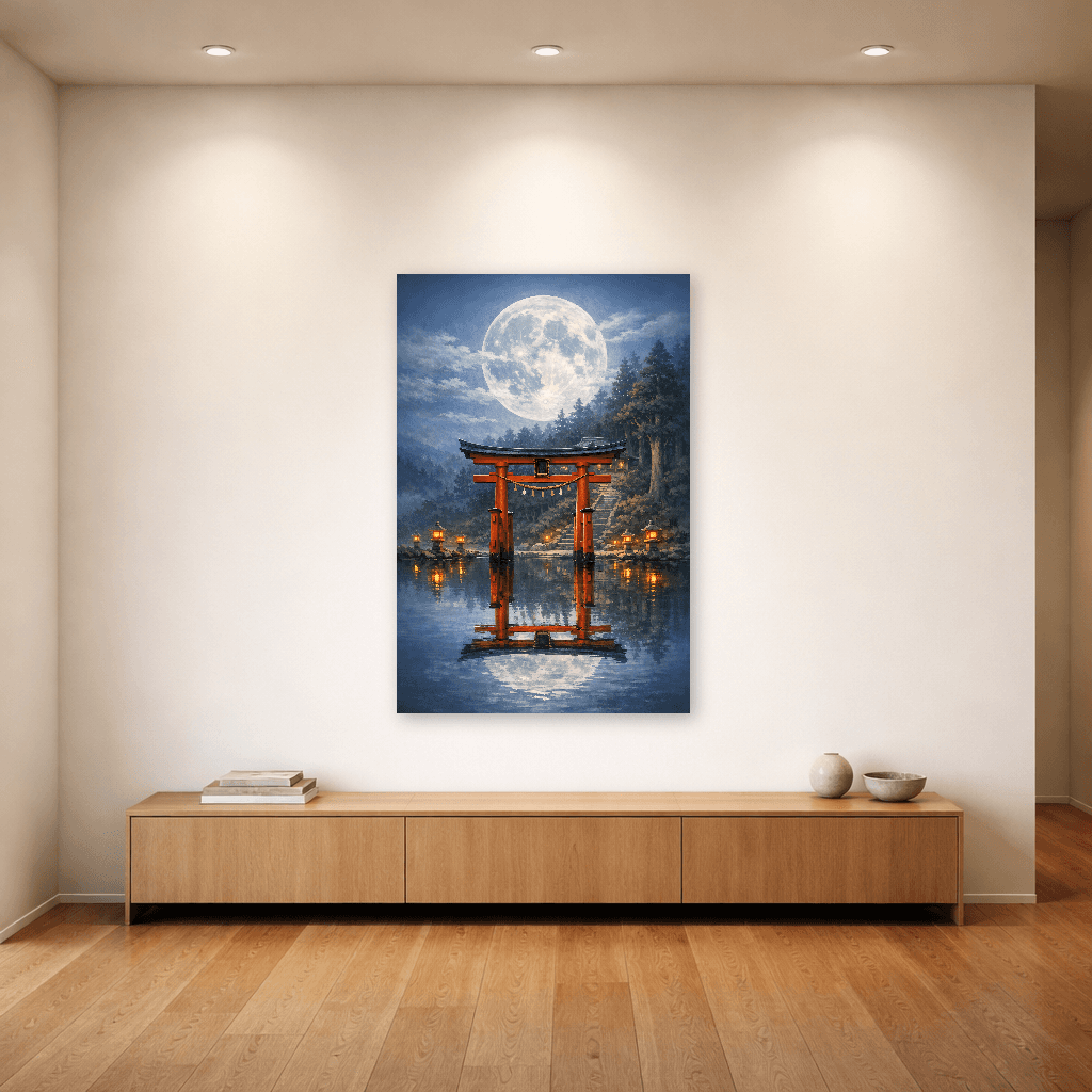 Moonlit Torii Gate - Japanese Wall Art - Room Scene 4