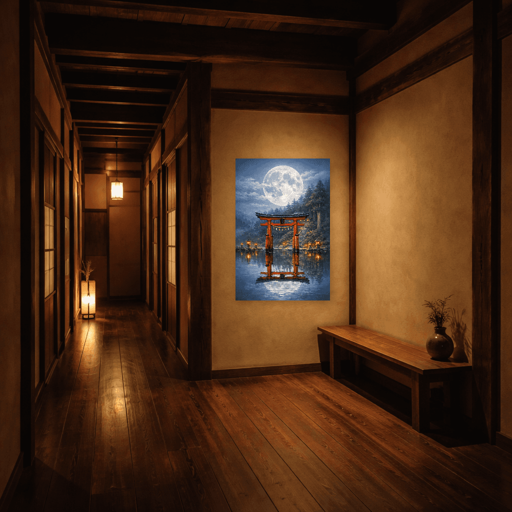 Moonlit Torii Gate - Japanese Wall Art - Room Scene 5