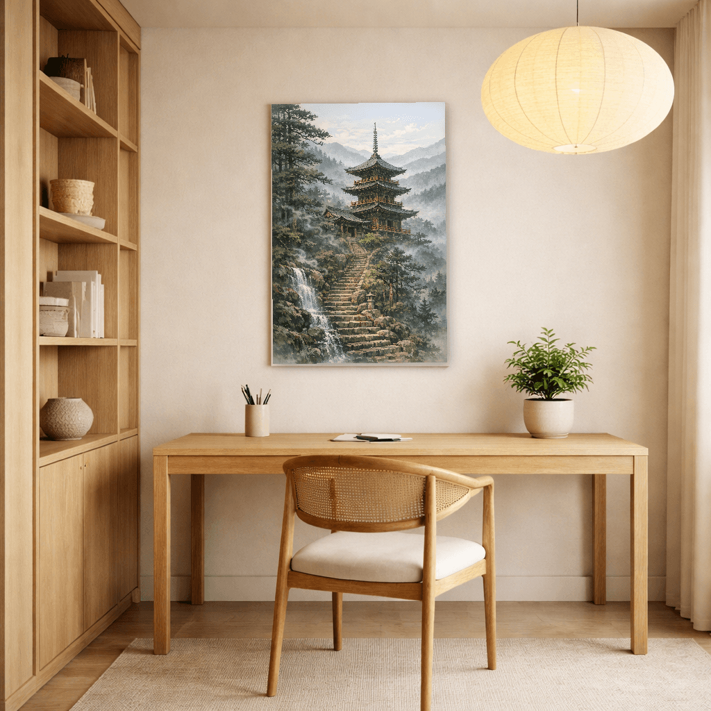 Temple in the Mist - Japanese Wall Art - Room Scene 4