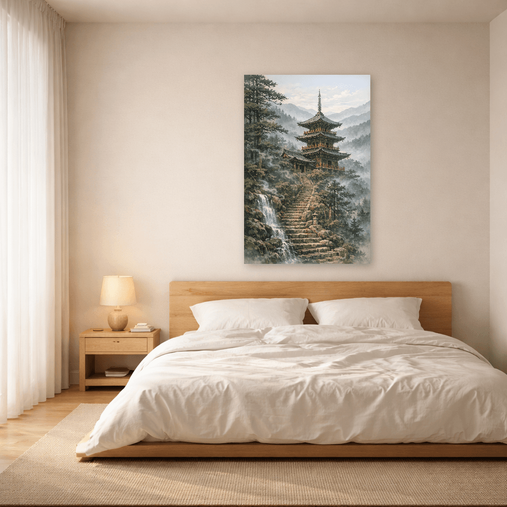 Temple in the Mist - Japanese Wall Art - Room Scene 5