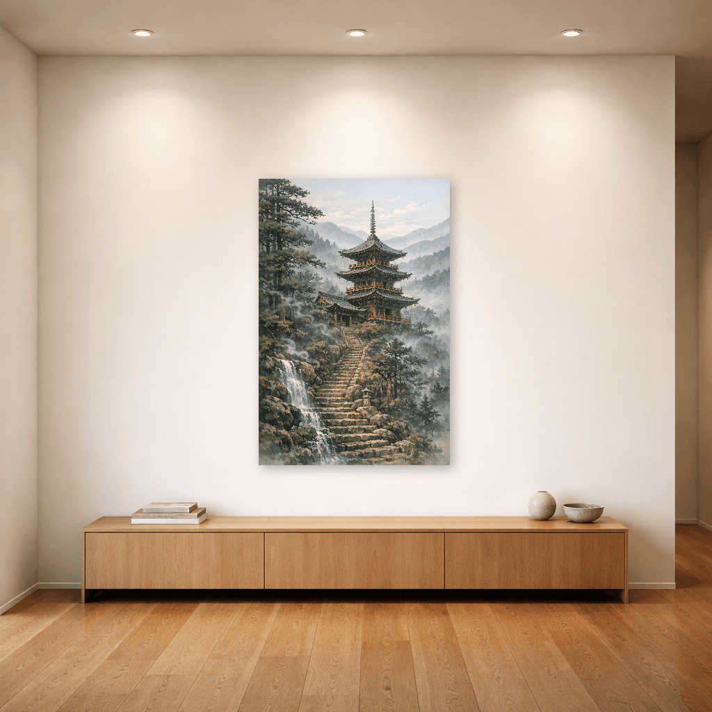 Temple in the Mist - Japanese Wall Art - Room Scene 6