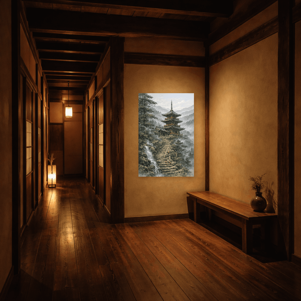 Temple in the Mist - Japanese Wall Art - Room Scene 8