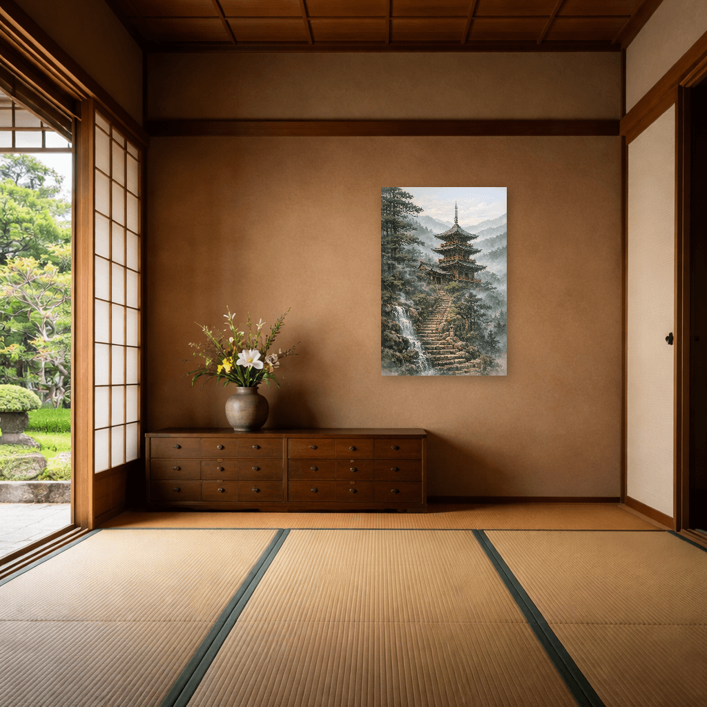 Temple in the Mist - Japanese Wall Art - Room Scene 12