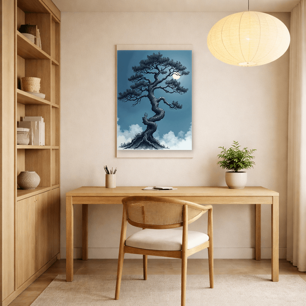 Tsukimi Moonlit Pine Silence - Japanese Wall Art - Room Scene 2