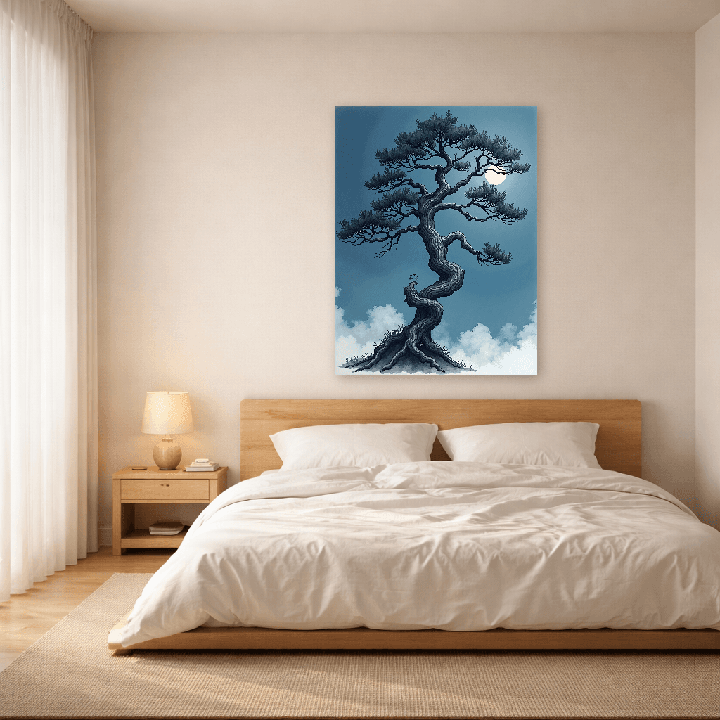 Tsukimi Moonlit Pine Silence - Japanese Wall Art - Room Scene 3