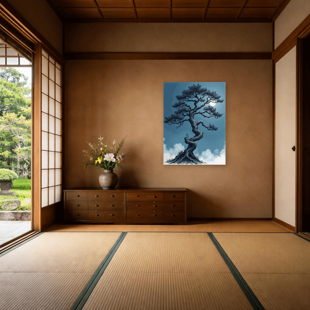 Tsukimi Moonlit Pine Silence - Japanese Wall Art - Room Scene 6